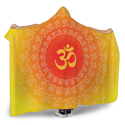 Indian Om Sign Print Hooded Blanket