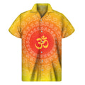 Indian Om Sign Print Men's Short Sleeve Shirt