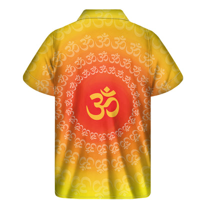 Indian Om Sign Print Men's Short Sleeve Shirt