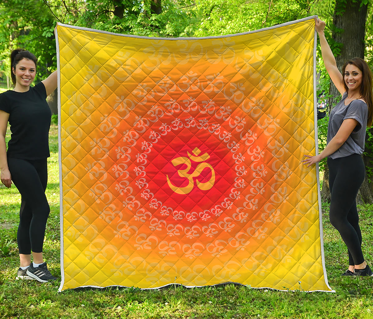 Indian Om Sign Print Quilt