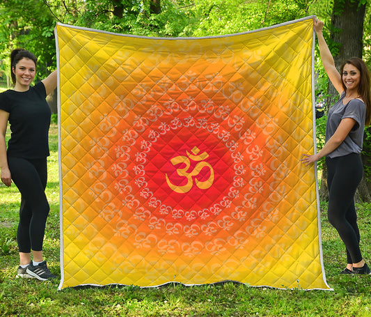 Indian Om Sign Print Quilt