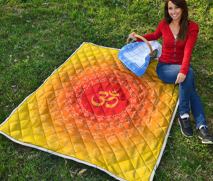 Indian Om Sign Print Quilt