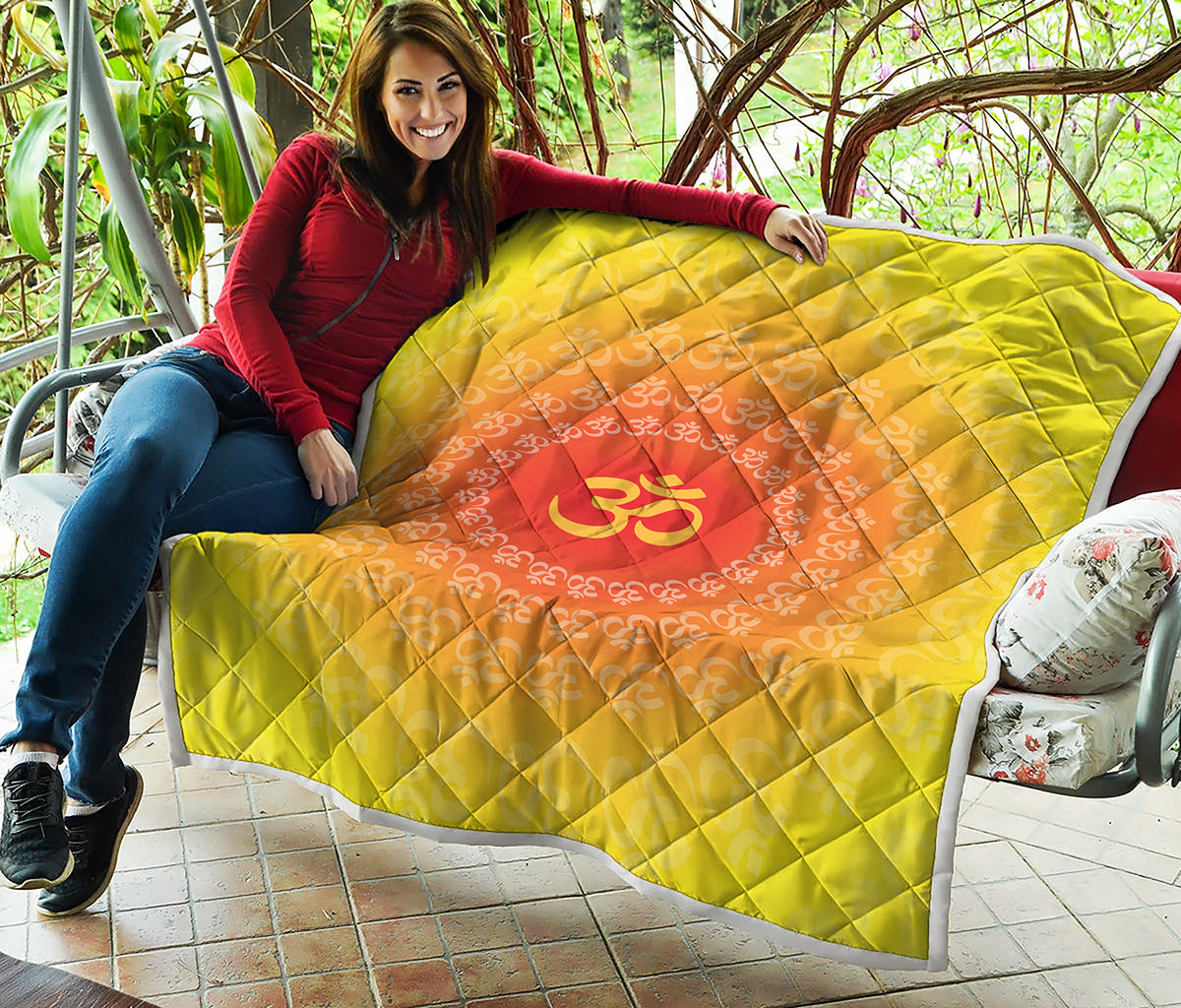 Indian Om Sign Print Quilt