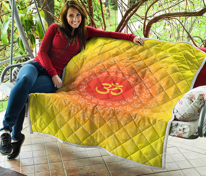 Indian Om Sign Print Quilt