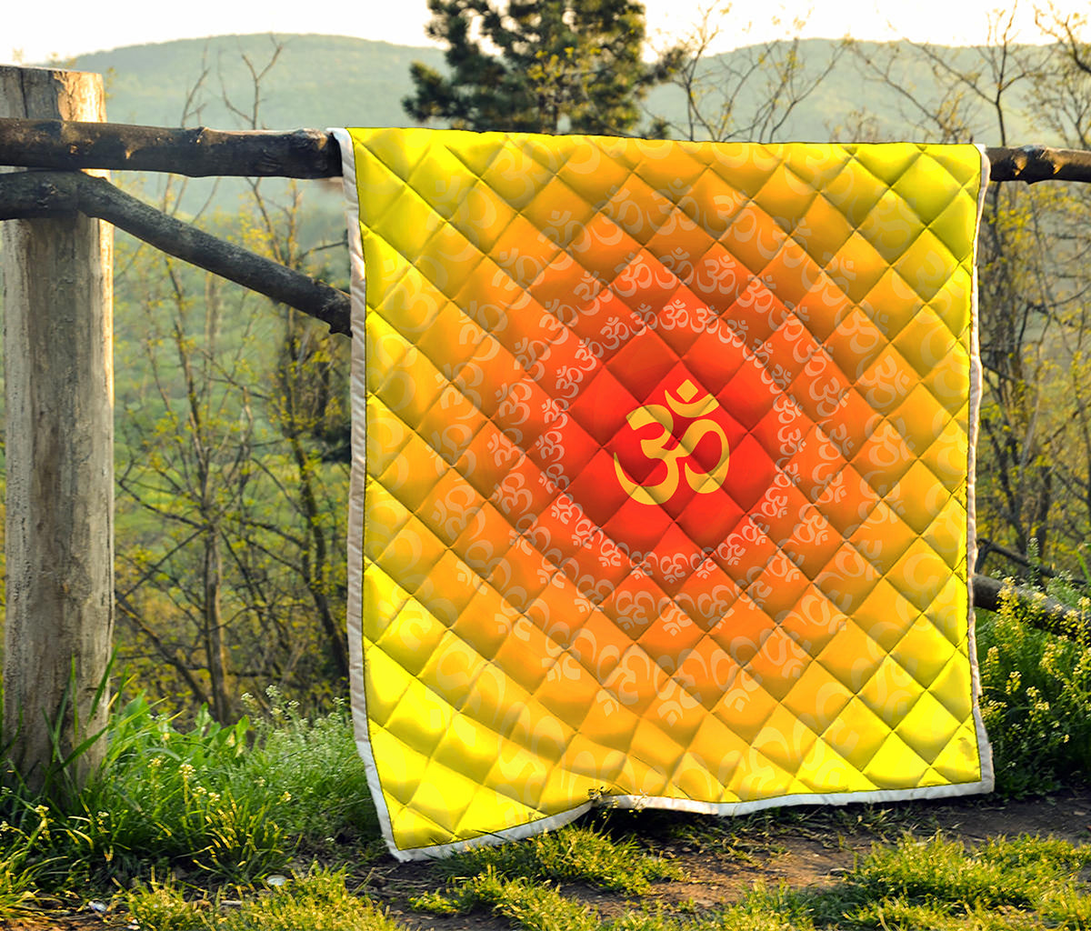 Indian Om Sign Print Quilt