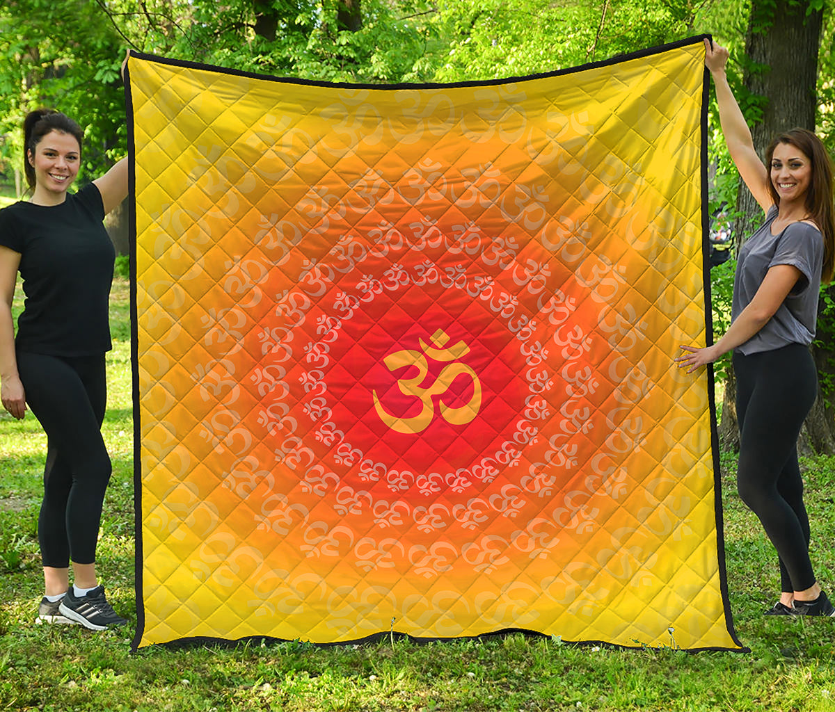 Indian Om Sign Print Quilt