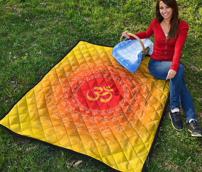 Indian Om Sign Print Quilt