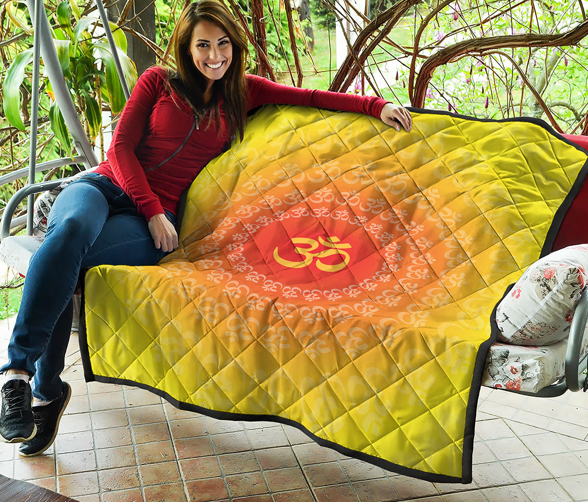 Indian Om Sign Print Quilt