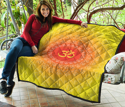 Indian Om Sign Print Quilt