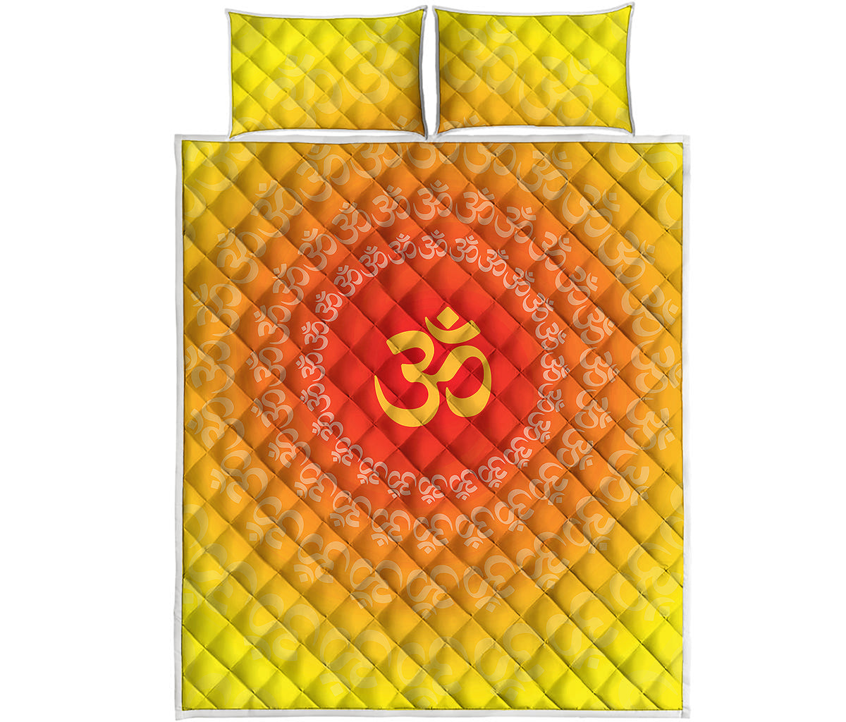 Indian Om Sign Print Quilt Bed Set