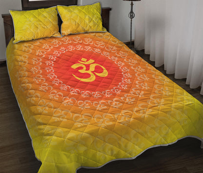 Indian Om Sign Print Quilt Bed Set