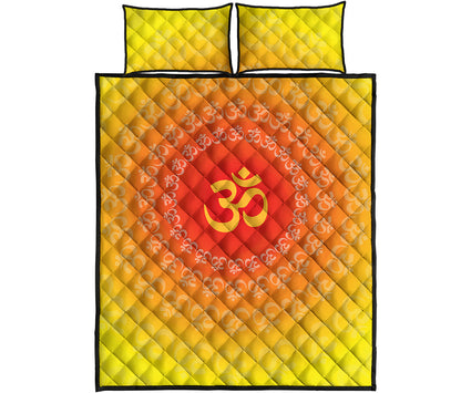 Indian Om Sign Print Quilt Bed Set