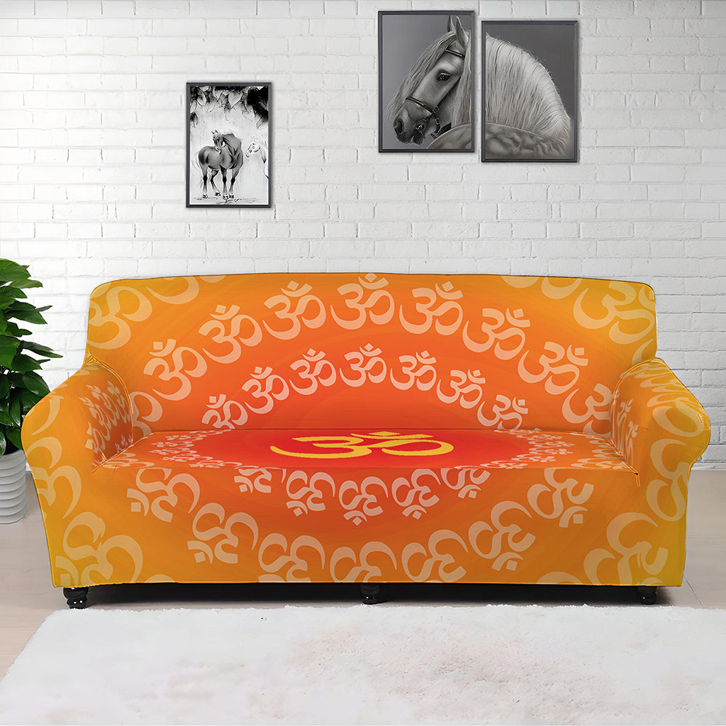 Indian Om Sign Print Sofa Cover