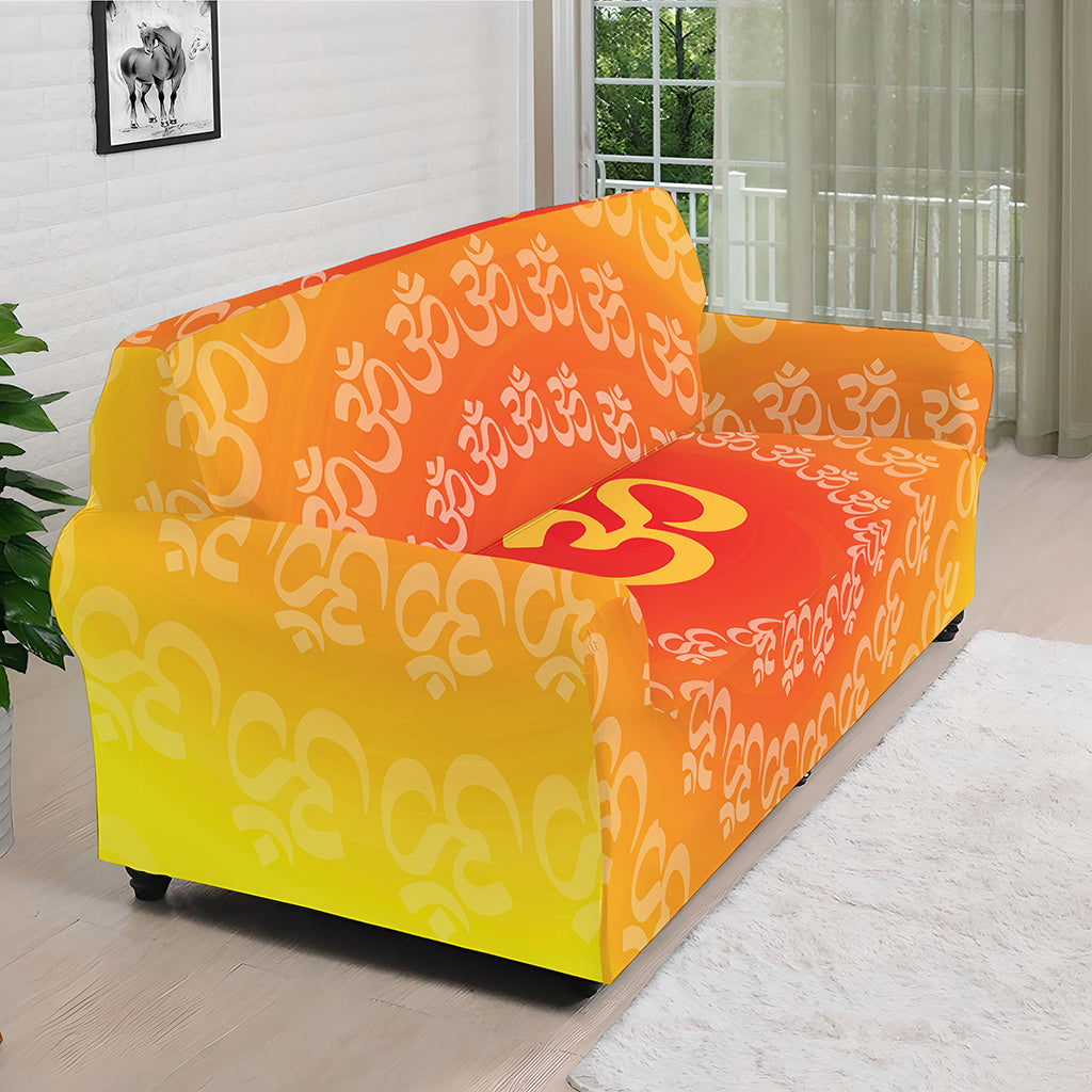 Indian Om Sign Print Sofa Cover