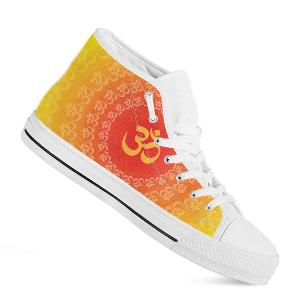 Indian Om Sign Print White High Top Shoes