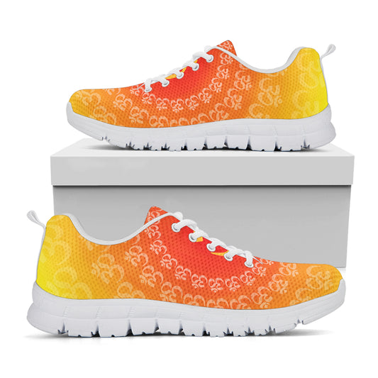 Indian Om Sign Print White Sneakers