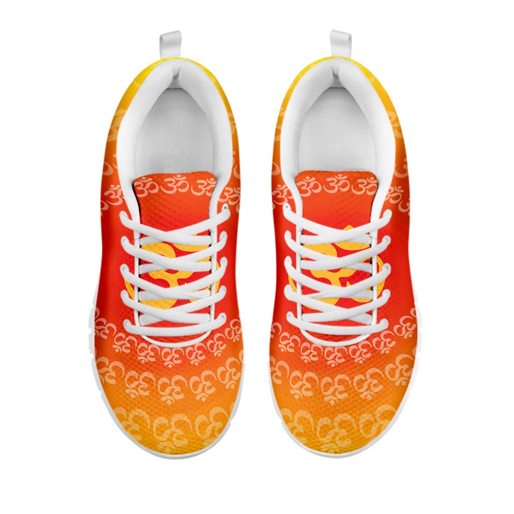 Indian Om Sign Print White Sneakers