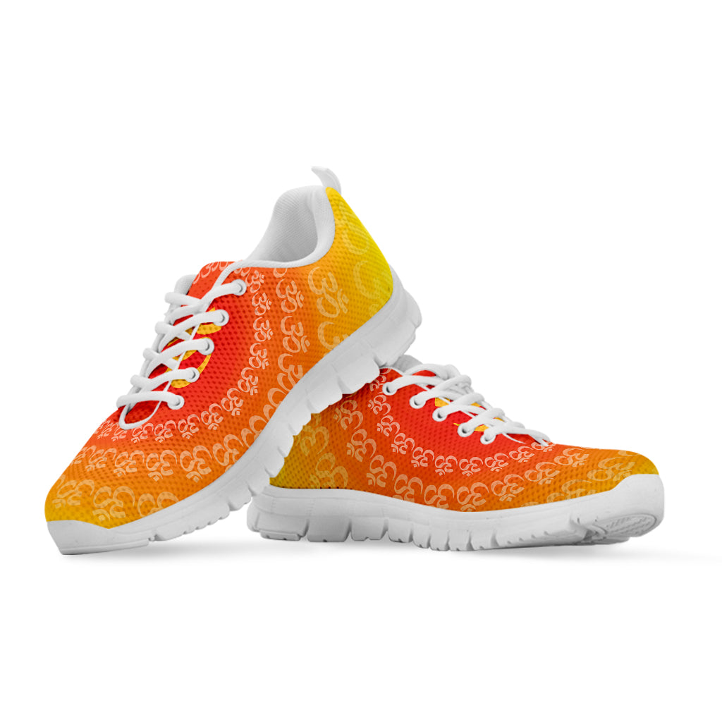 Indian Om Sign Print White Sneakers