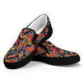 Indian Paisley Pattern Print Black Slip On Sneakers