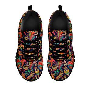 Indian Paisley Pattern Print Black Sneakers