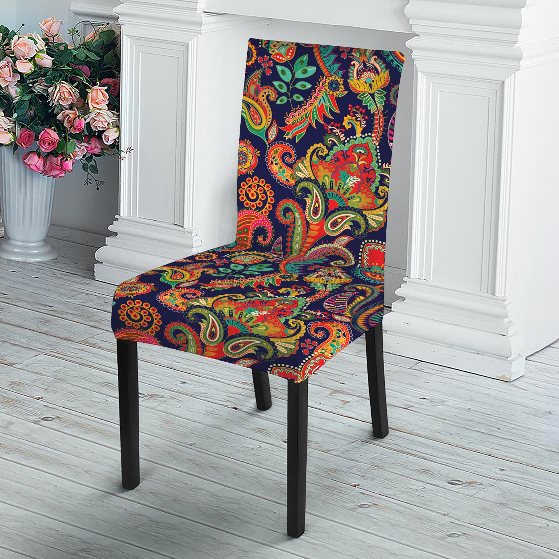 Indian Paisley Pattern Print Dining Chair Slipcover