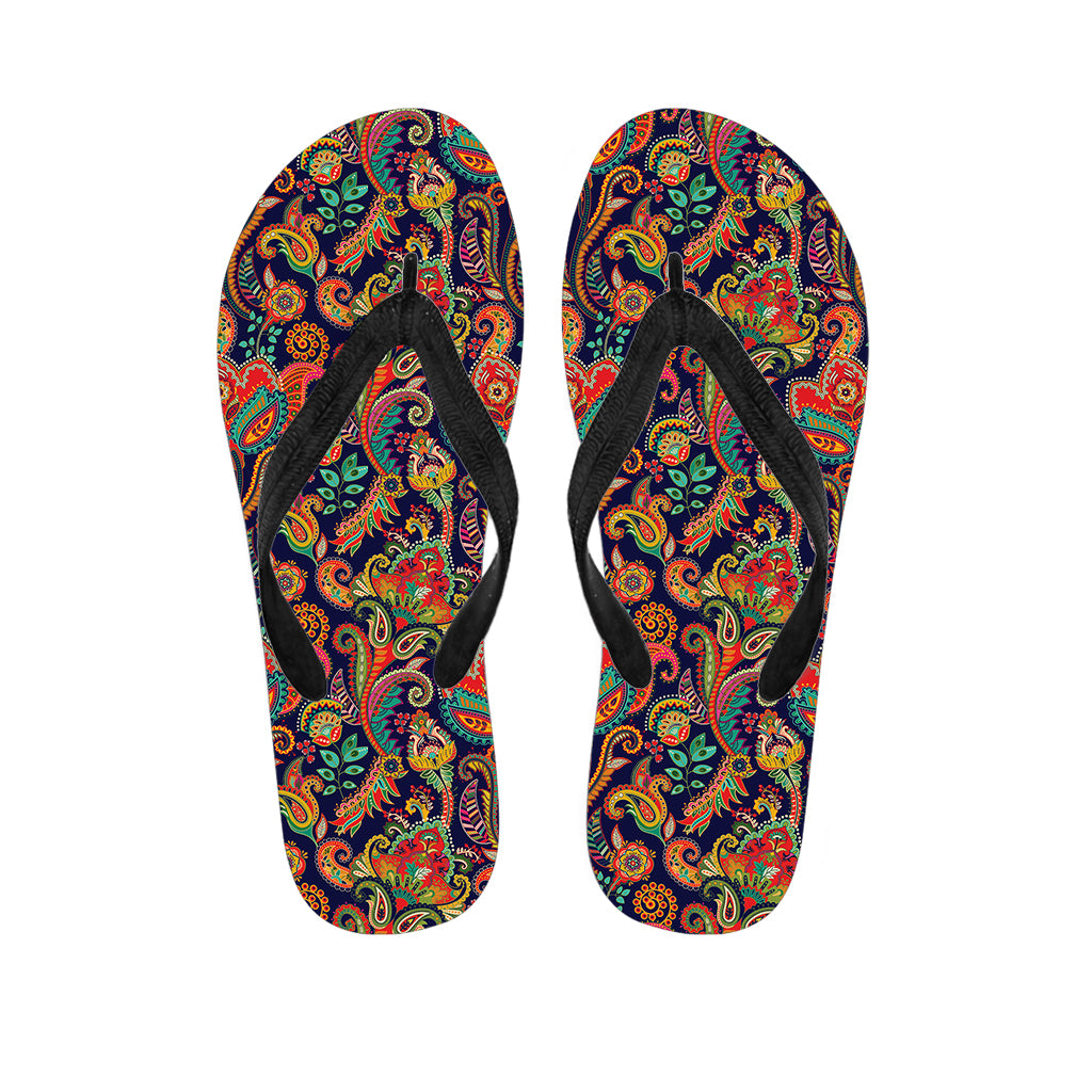 Indian Paisley Pattern Print Flip Flops