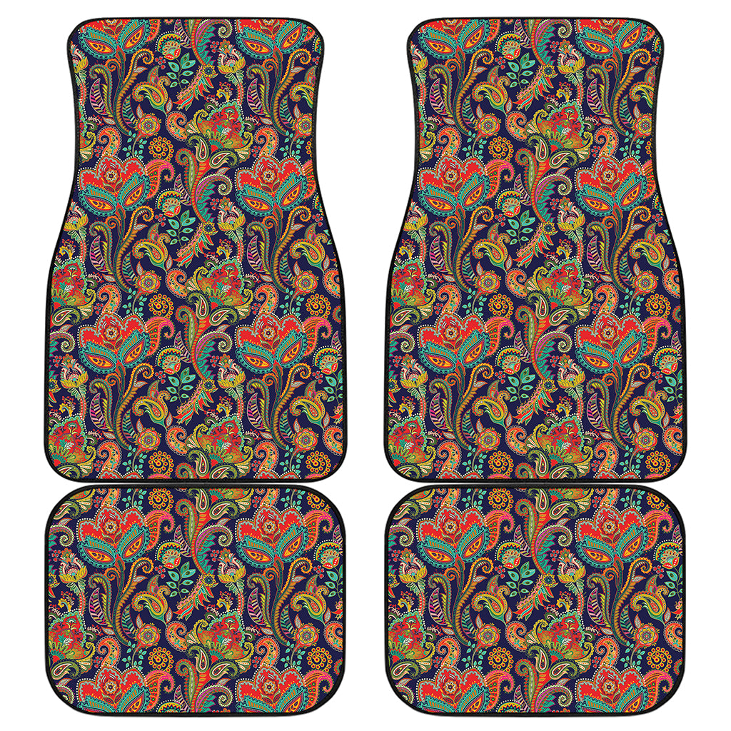 Indian Paisley Pattern Print Front and Back Car Floor Mats