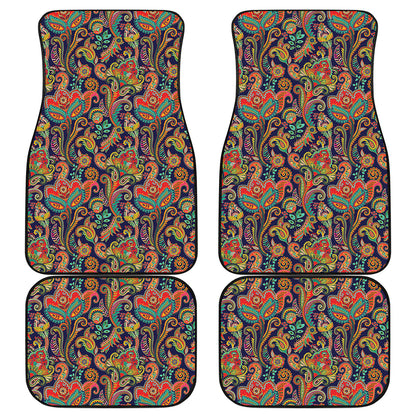 Indian Paisley Pattern Print Front and Back Car Floor Mats