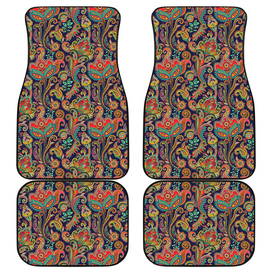 Indian Paisley Pattern Print Front and Back Car Floor Mats