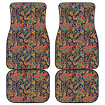Indian Paisley Pattern Print Front and Back Car Floor Mats