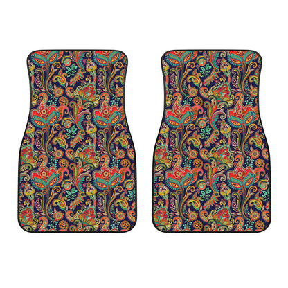 Indian Paisley Pattern Print Front Car Floor Mats