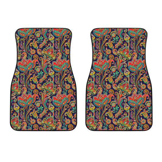 Indian Paisley Pattern Print Front Car Floor Mats
