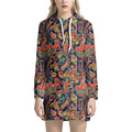 Indian Paisley Pattern Print Pullover Hoodie Dress