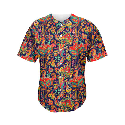 Indian Paisley Pattern Print Men's Baseball Jersey