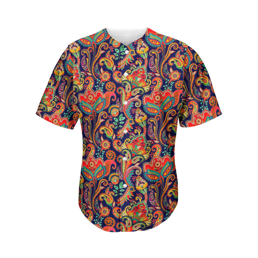 Indian Paisley Pattern Print Men's Baseball Jersey