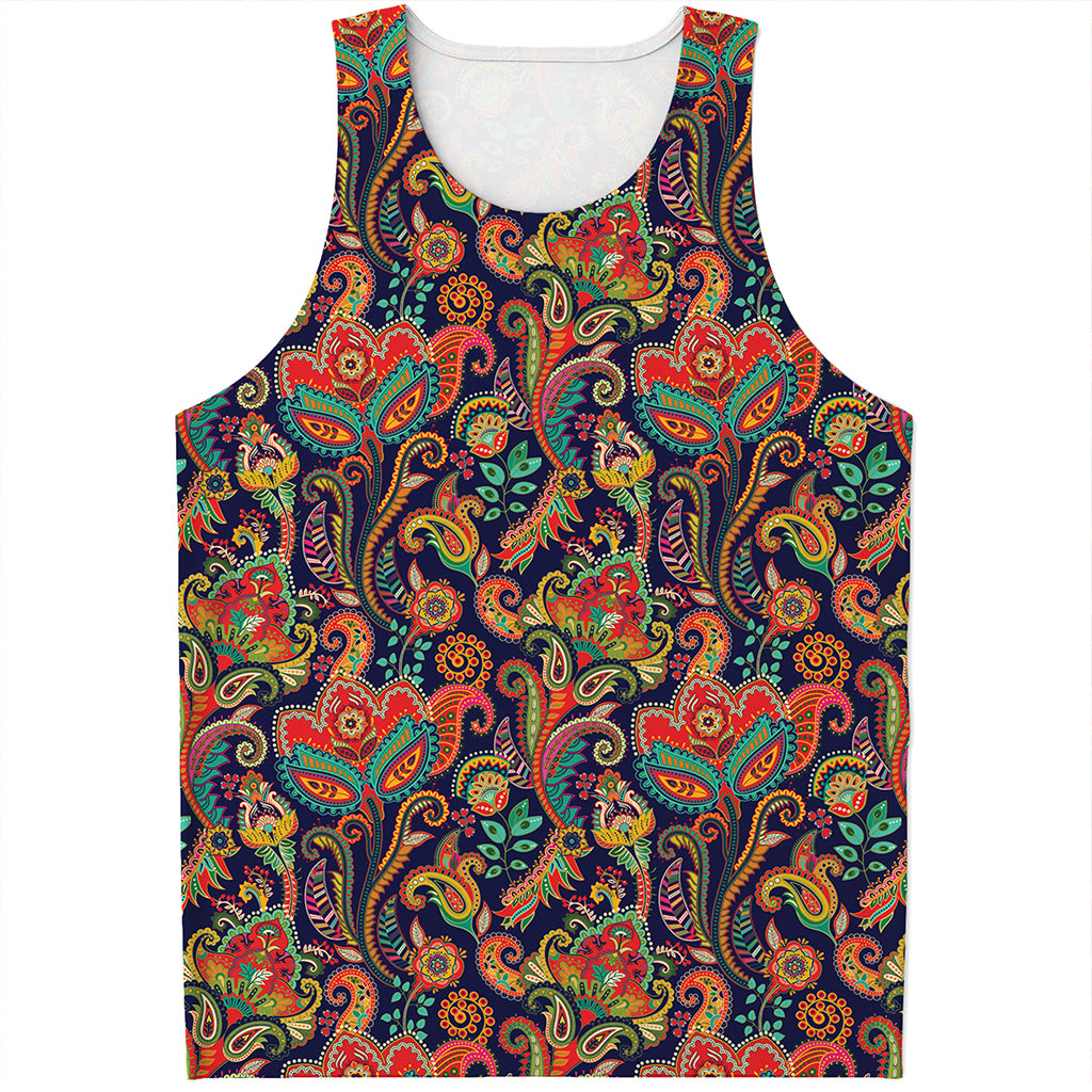 Indian Paisley Pattern Print Men's Tank Top