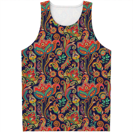 Indian Paisley Pattern Print Men's Tank Top