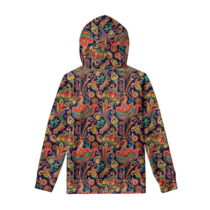 Indian Paisley Pattern Print Pullover Hoodie