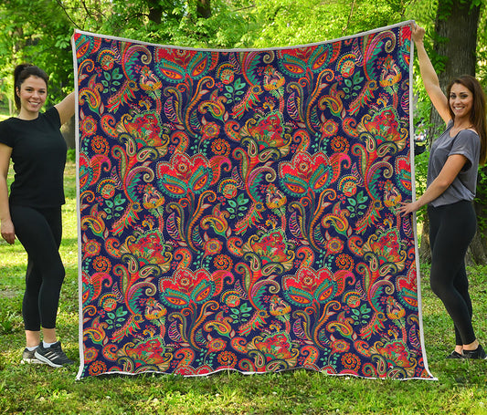 Indian Paisley Pattern Print Quilt