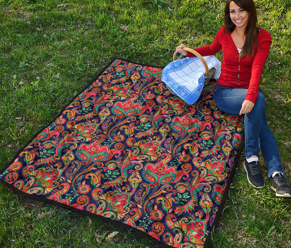 Indian Paisley Pattern Print Quilt