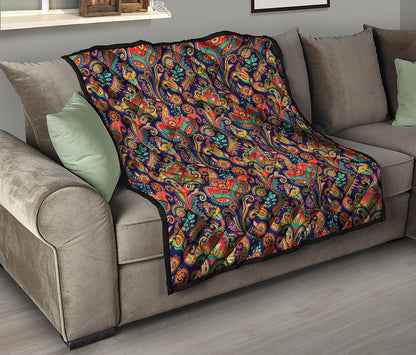 Indian Paisley Pattern Print Quilt