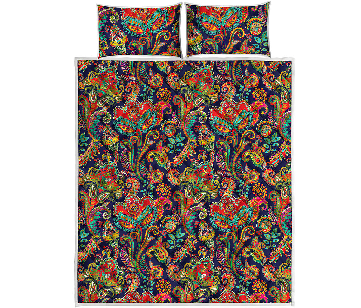 Indian Paisley Pattern Print Quilt Bed Set