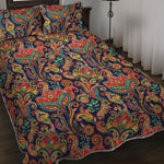 Indian Paisley Pattern Print Quilt Bed Set