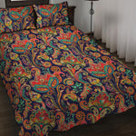 Indian Paisley Pattern Print Quilt Bed Set
