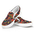 Indian Paisley Pattern Print White Slip On Sneakers