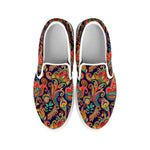 Indian Paisley Pattern Print White Slip On Shoes