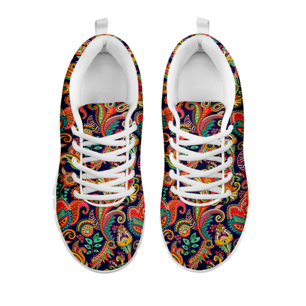 Indian Paisley Pattern Print White Sneakers