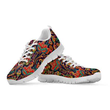 Indian Paisley Pattern Print White Sneakers