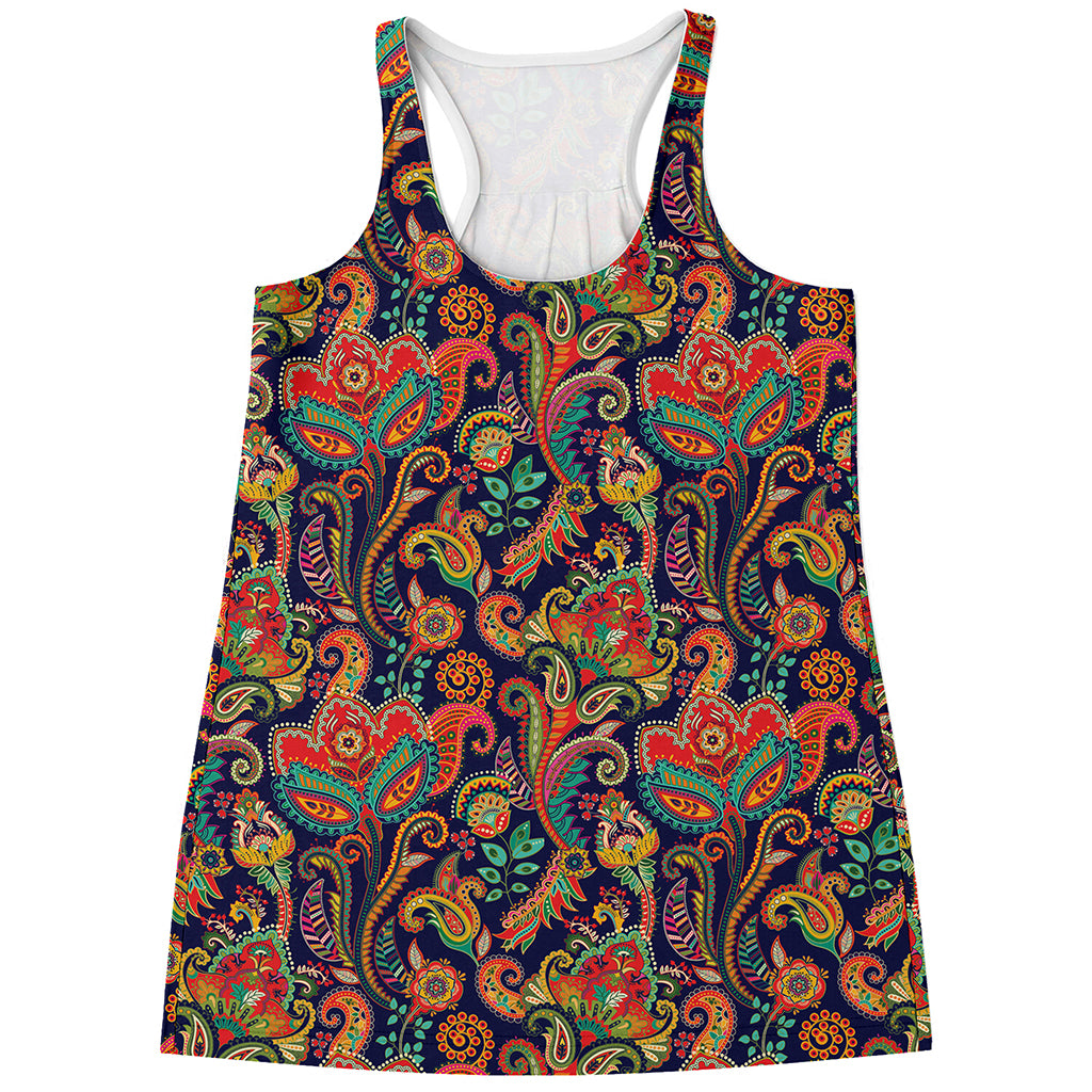 Indian Paisley Pattern Print Women's Racerback Tank Top