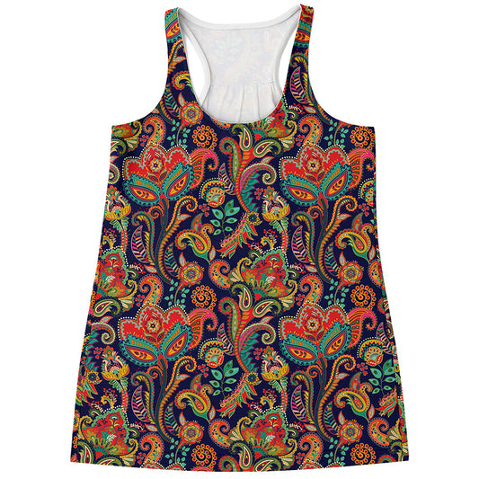 Indian Paisley Pattern Print Women's Racerback Tank Top